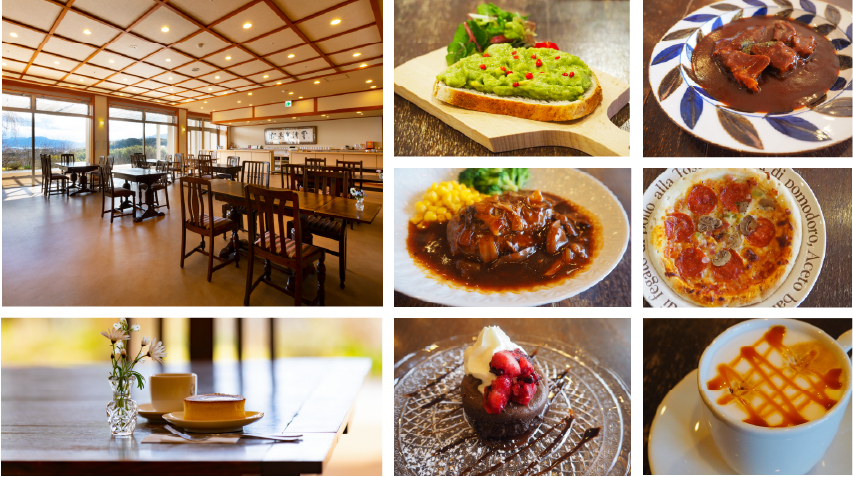 おごと温泉雄山荘の喫茶店で昼食もお召し上がりいただけます。